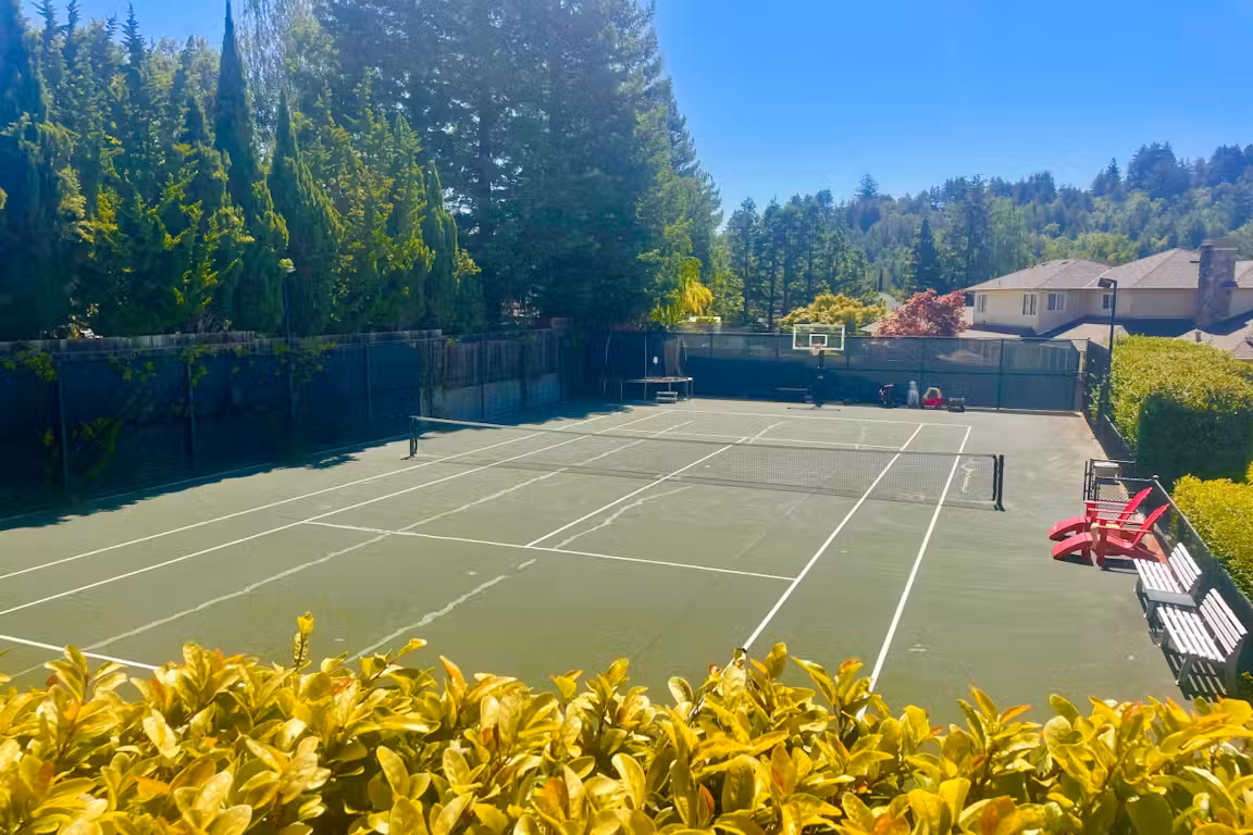 Tennis Court & Basketball Hoop